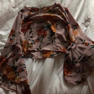 Purple floral zip up shirt